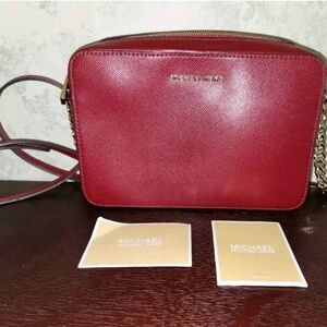 Michael Kors Brandy Jet Set Leather Chain Crossbody Bag Purse